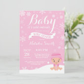Baby zijn koude buitenste wintermeisje Baby shower Kaart (Staand voorkant)
