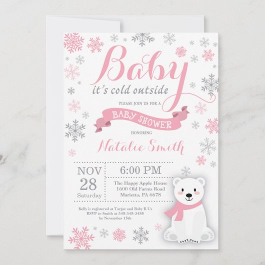 Baby zijn koude buitenste wintermeisje Baby shower Kaart (Voorkant)