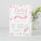 Baby zijn koude buitenste wintermeisje Baby shower Kaart (Staand voorkant)