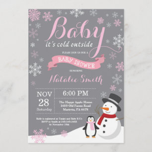 Baby zijn koude buitenste wintermeisje Baby shower Kaart