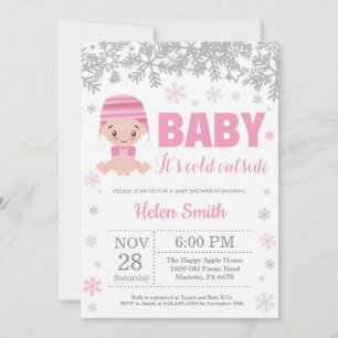 Baby zijn koude buitenste winterroze Baby shower Kaart