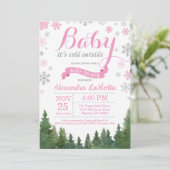 Baby zijn koude buitenste winterroze Baby shower Kaart (Staand voorkant)