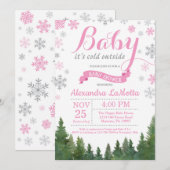 Baby zijn koude buitenste winterroze Baby shower Kaart (Voorkant / Achterkant)