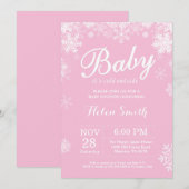 Baby zijn koude buitenste winterroze Baby shower Kaart (Voorkant / Achterkant)