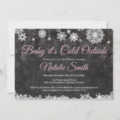 Baby zijn koude buitenste winterroze Baby shower Kaart (Voorkant)