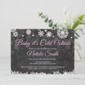 Baby zijn koude buitenste winterroze Baby shower Kaart (Staand voorkant)