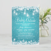 Baby zijn koude buitenzijde Turquoise Winter Baby  Kaart (Staand voorkant)