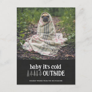 Baby zijn koude foto buiten de Kute Pet Holiday Feestdagenkaart