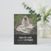 Baby zijn koude foto buiten de Kute Pet Holiday Feestdagenkaart (Staand voorkant)
