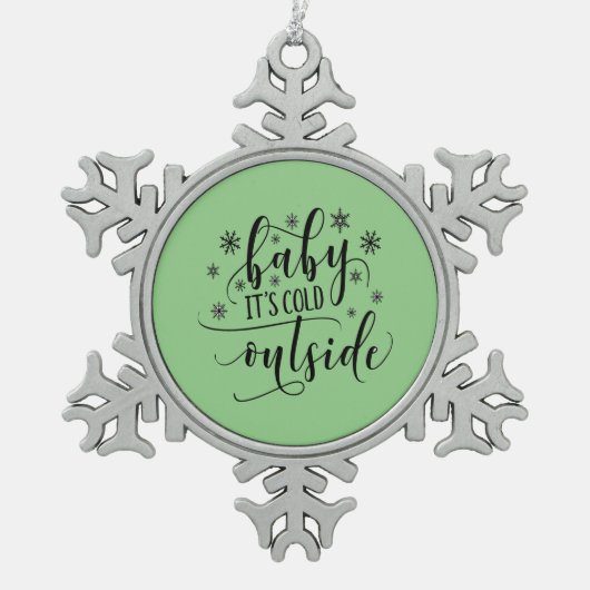 Baby zijn koude kerst buiten het kerstfeest tin sneeuwvlok ornament (Voorkant)
