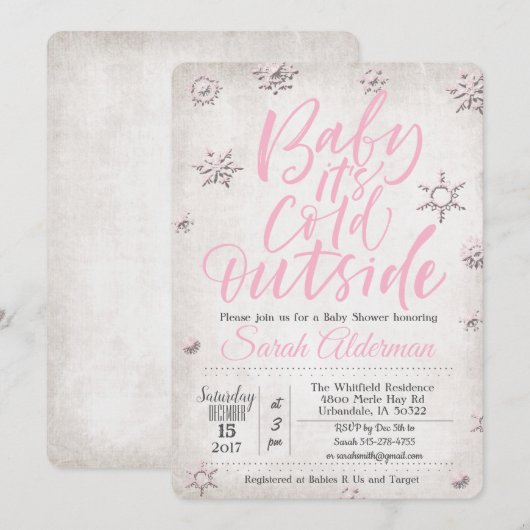 Baby zijn Koude Uitnodiging van het Baby shower Bu (Voorkant / Achterkant)