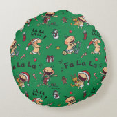 Baby Zingend Carols Patroon Rond Kussen (Achterkant)