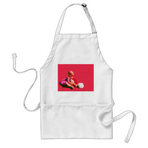 baby zit en speelt roze easter met posterized co standaard schort
