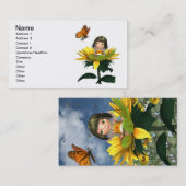 Baby Zonnebloem met vlinder Visitekaartje (Voorkant / Achterkant)