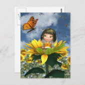 Baby Zonnebloem met zomerachtergrond Briefkaart (Voorkant / Achterkant)