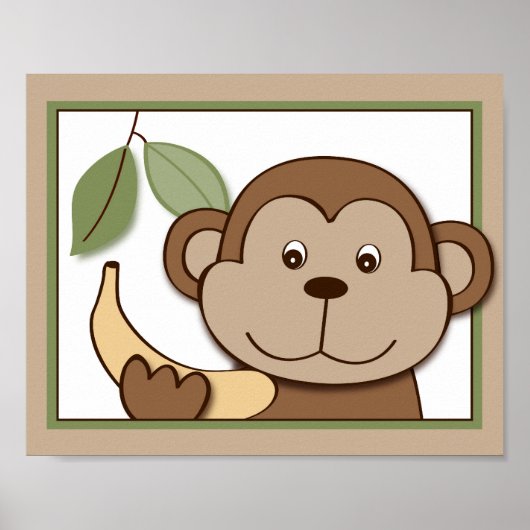 Baby Zoo Aap Jungle Dier Muur Kunst Print 8X10 (Voorkant)