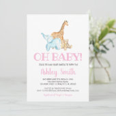 Baby Zoo Animal baby shower Invitation Kaart (Staand voorkant)