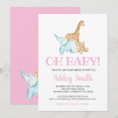 Baby Zoo Animal baby shower Invitation Kaart (Voorkant / Achterkant)