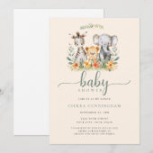 Baby Zoo Animal Baby shower Invitation Kaart (Voorkant / Achterkant)