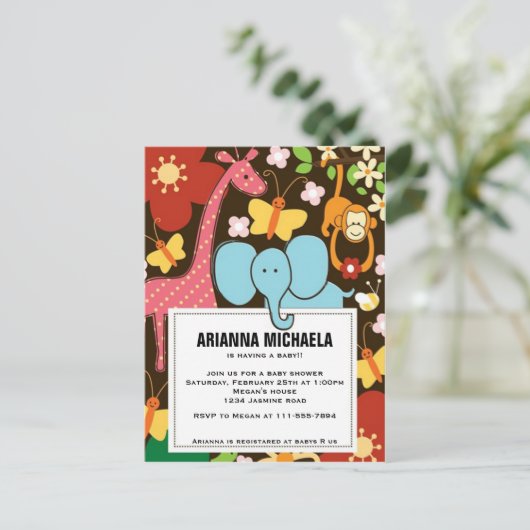 Baby Zoo Animals Baby shower uitnodiging (Staand voorkant)