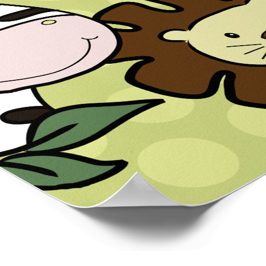 Baby Zoo GIRAFFE, LION & ZEBRA WALL ART Poster (Hoek)