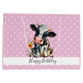 Baby ZuivelKoe Roze witte Stippen Groot Cadeauzakje (Achterkant)