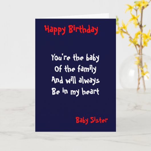 Baby zus Birthday Kaart (Gele Bloem)