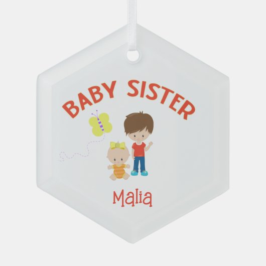 Baby Zus met Big Brother gepersonaliseerd Glas Ornament (Voorkant)