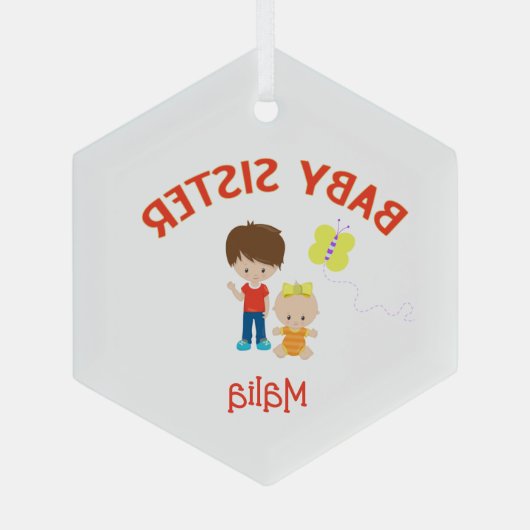 Baby Zus met Big Brother gepersonaliseerd Glas Ornament (Achterkant)