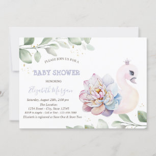 Baby Zwaan Bloem Bladeren Baby Shower Kaart