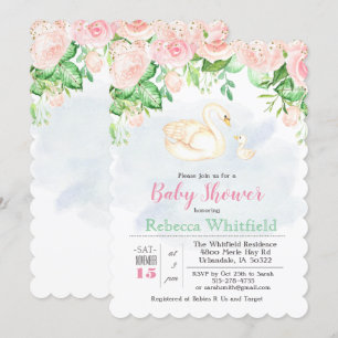 Baby Zwaan Bloem Glitter Baby Shower Uitnodiging