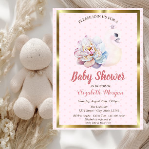 Baby Zwaan,Stippen,Bloemige Baby Shower Kaart