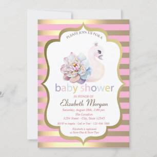 Baby Zwanenbloem Gouden Streep Baby Shower Kaart