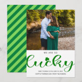 baby/zwangerschapsaankondiging groene staart patri feestdagenkaart (Voorkant / Achterkant)