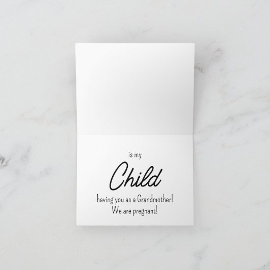 Baby & Zwangerschapsaankondiging Kaart aan oma (Binnen)