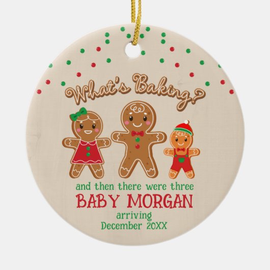 Baby Zwangerschapsaankondiging Ornament peperkoek (Voorkant)