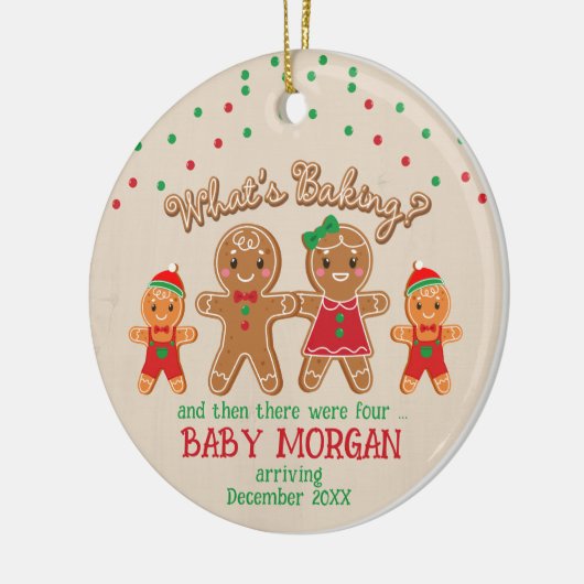 Baby Zwangerschapsaankondiging Ornament peperkoek (Links)