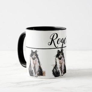 Baby Zwart Wit Tuxedo Kat Katten Whimsical Art Mok