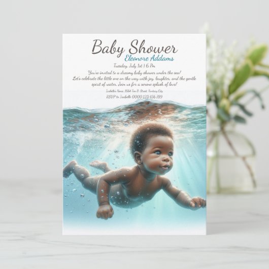 Baby Zwemmen onder water Dreams Baby shower Kaart (Staand voorkant)