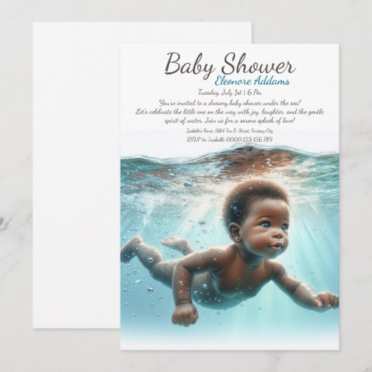Baby Zwemmen onder water Dreams Baby shower Kaart (Voorkant / Achterkant)