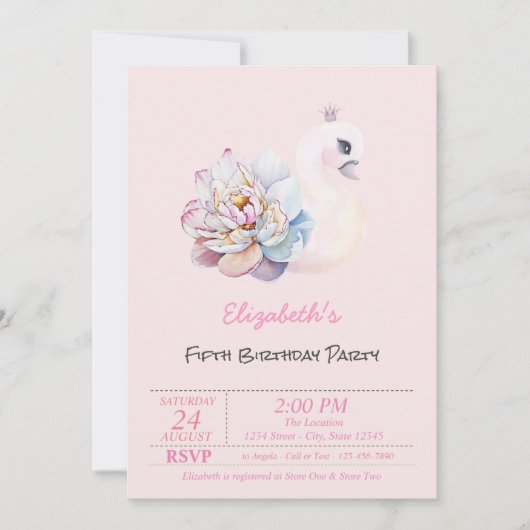 Baby zwoerroze verjaardag kaart (Voorkant)