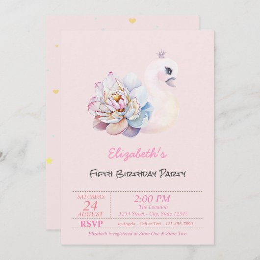 Baby zwoerroze verjaardag kaart (Voorkant / Achterkant)