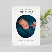 Babyaankondiging met Scripted-sterren Folie Uitnodiging (Staand Voorkant)