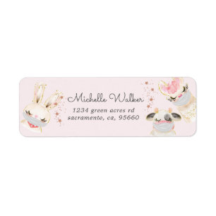 babyanimals met masks cute return address etiket