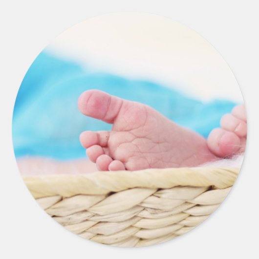 babybaby's wieg voetafdrukken ronde sticker (Voorkant)