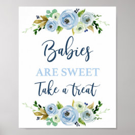 Babybaby's zijn zoete blauwe bloemen poster