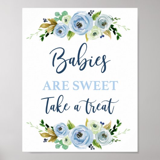 Babybaby's zijn zoete blauwe bloemen poster (Voorkant)