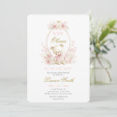 Babybeer Babyshower Meisje Kaart (Staand voorkant)