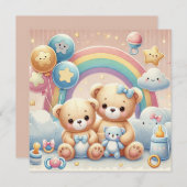 Babybeer babyshower uitnodiging (Voorkant / Achterkant)