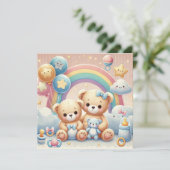 Babybeer babyshower uitnodiging (Staand voorkant)